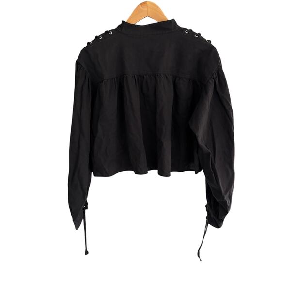 RE/DONE Pirate Cropped Long Sleeve Top Washed Black  Size Small NWT - Picture 4 of 7